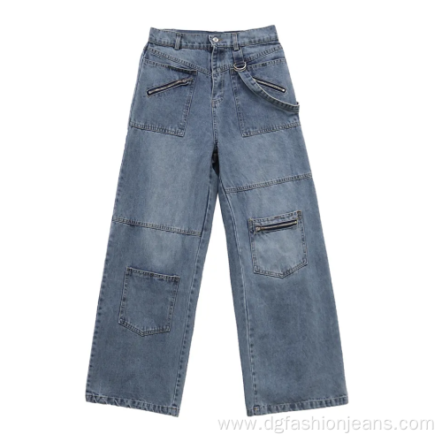 Customized Loose Fit Baggy Cargo Jeans Pants